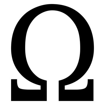 S&iacute;mbolo final. Icono con letra omega del alfabeto griego	