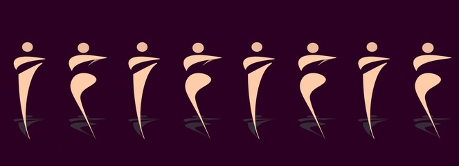 Elegant Abstract Female Silhouettes in Motion – Modern Minimalist Art. World women illustration. women body design with beige background. Graphic vector design.