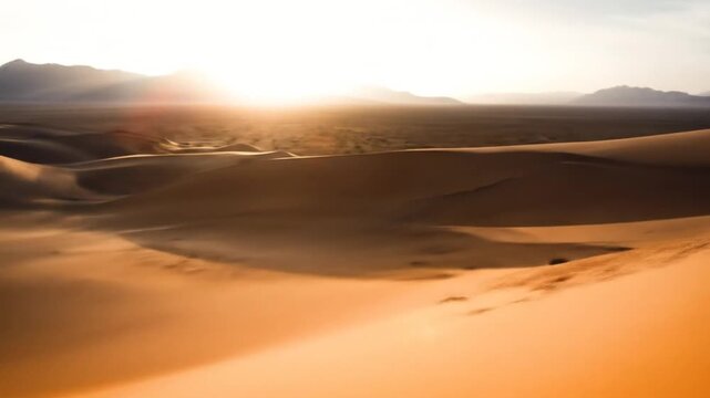 Sunlit Dune Peaks in a Dark Desert Landscape. 4k videos