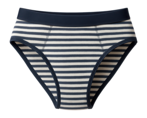 Striped cotton bikini briefs with contrasting waistband