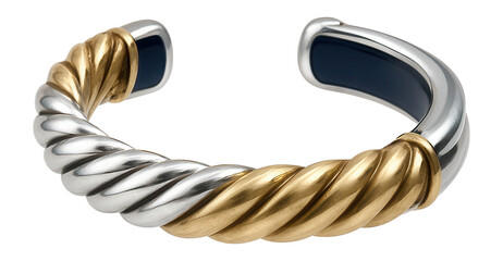 Mixed metal ring set featuring twisted rope design and open ends