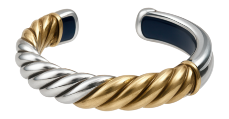 Mixed metal ring set featuring twisted rope design and open ends