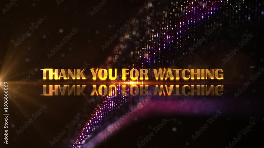 Poster abstract animation of thank you for watching glitch text effect cinematic title animation with gold 