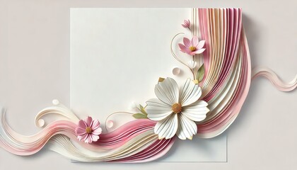 ナチュラルカラー 花 紙アート風 背景