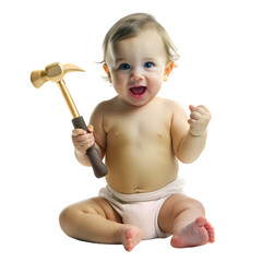 Baby with Hammer A Tiny Builder