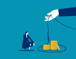 Financial bait. The businesswoman is lured into a trap with money