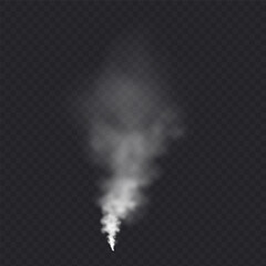Smoke cloud isolated in transparent background. White realistic steam