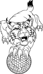 Wildcat Bobcat Golf Ball Sport Team Cartoon Mascot