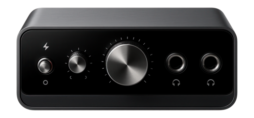 Digital audio interface with dual headphone outputs and integrated phantom power switch