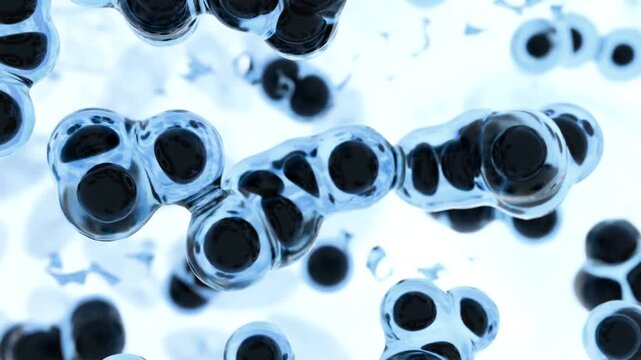 Pathogen, bacterium or infectious virus under microscope. Biology, research, medical  investigation,  diseases and healthcare. 3D animation