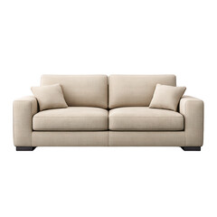 Fototapeta premium Stylish Convertible Sofa with Soft Beige Fabric and Modern Design for Contemporary Living Spaces