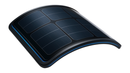 Curved solar panel with flexible silicon wafers and high-transparency top layer