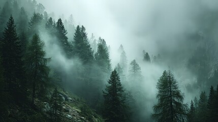 Misty Mountain Forest Scene