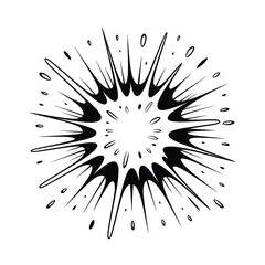 Fototapeta premium Explosive burst of black ink splatter and rays