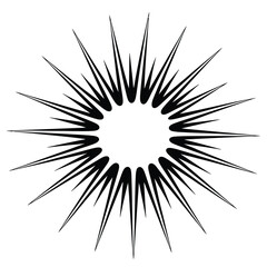 Obraz premium Abstract black starburst with sharp rays on white background