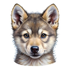 A Wolf Pups Gentle Gaze A CloseUp Portrait of a Young Gray Wolf
