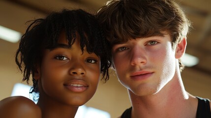 Dance competition teenage dancers diversity Black girl White boy encouraging friendship authentic connection casual dancewear