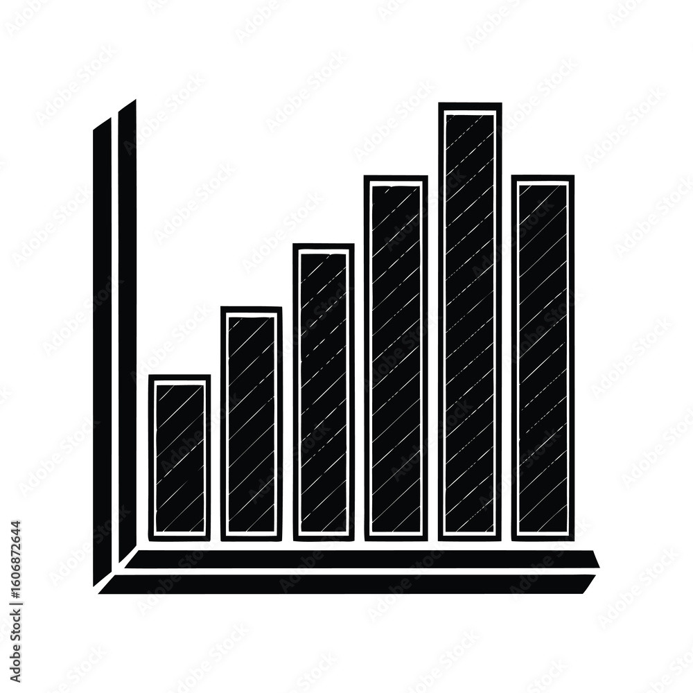 Aufkleber stylized bar graph showing data trend increasing over a specific period