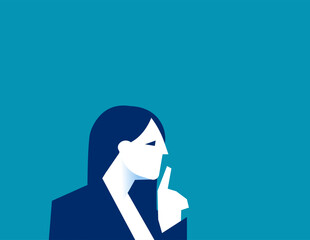 Asking. Woman showing shh sign with finger near lips