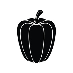 Monochrome vector illustration of a bell pepper against a white background