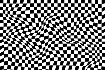 Obraz premium Black and white checkered pattern . Chess pattern . Black and white square background . Checkered wallpaper .