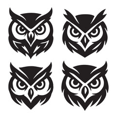 Owl Head Vector Icon Set