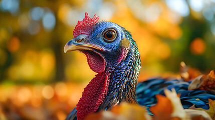 A vibrant, artistic representation of a turkey adorned with patriotic colors, ideal for Thanksgiving promotions, seasonal decorations, and festive marketing materials