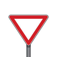 red traffic sign give way isolated vector illustration