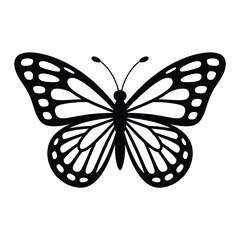 Elegant black and white butterfly silhouette with intricate wing patterns