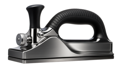 Handheld jointer with a textured rubber handle for a secure grip in wet conditions.