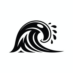 Stylized black and white ocean wave icon