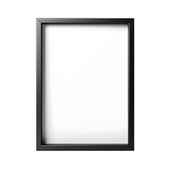 A simple black rectangular picture frame with a blank white space inside isolated on transparent background