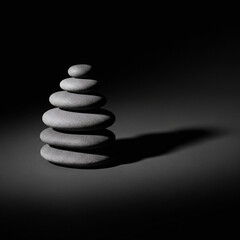 Fototapeta premium Stacked Zen Stones Black and White Monochrome Balance and Serenity Concept