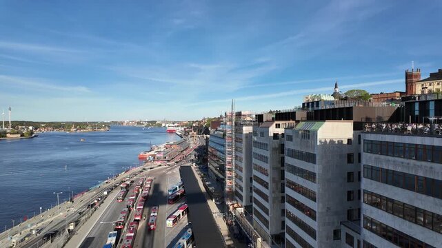 Panoramic view of Slussen in Stockholm, Sweden