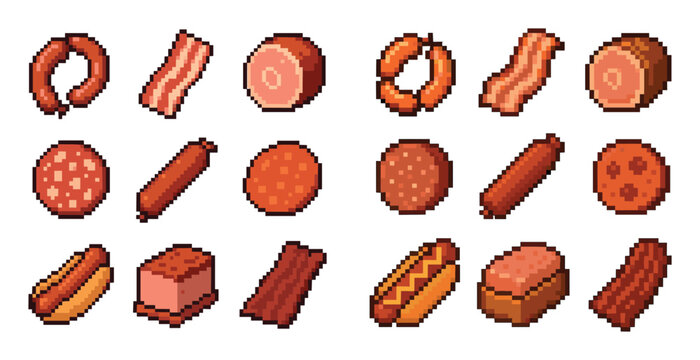 Pixel Art Meat Icons