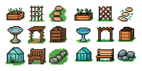 Gardening Pixel Art Icons