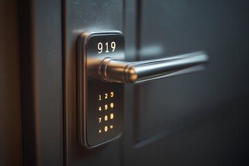 Smart Digital Door Lock System, Modern Keyless Entry Device, Electronic Security Access Control, High Tech Home Security Feature