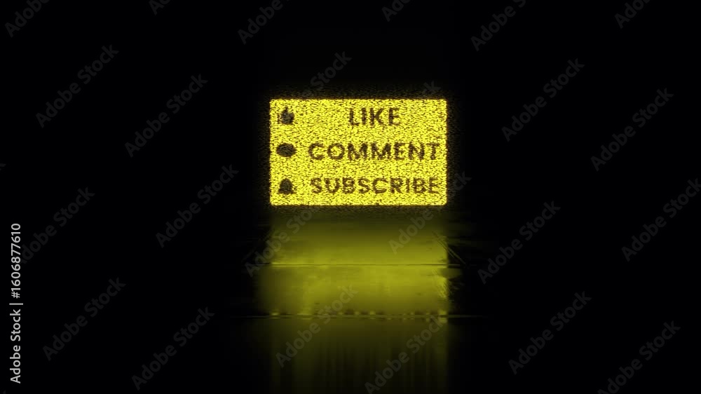 Poster like comment subscribe glitch text effect cimematic title yellow light animation on black abstract b