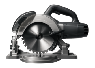 Electric miter saw with a soft-start motor to minimize kickback during initial cuts.