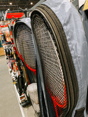 Fishing nets on display in a sporting goods store highlighting outdoor leisure accessories