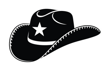 Classic black cowboy hat with a white star emblem