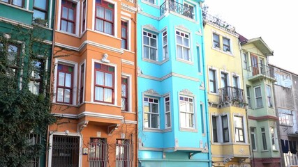 Colorful houses in Balat neighborhood in Istanbul, Turkey