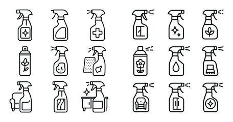 Minimalist Cleaning Sprays Icons