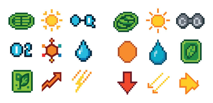 Botany Pixel-Icons Grid