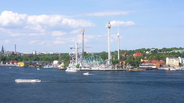 View of Saltsjon bay in Stockholm with Djur Garden, Sweden