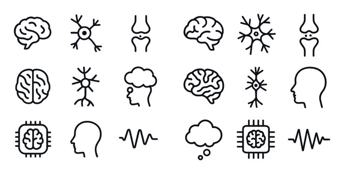 Minimalist Brain Icon Grid