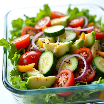 Fresh Greek Salad with Tomatoes, Cucumbers, and Feta Cheese