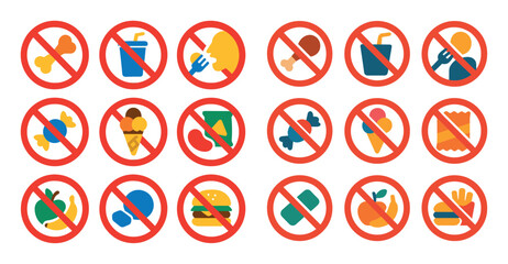Fototapeta premium Colorful No Food Icons