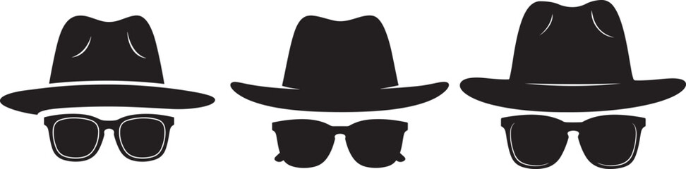 Three cowboy hats and boots silhouette