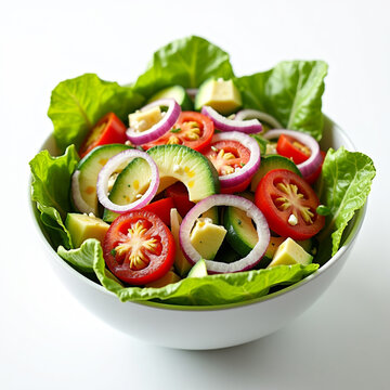 Fresh Greek Salad with Tomatoes, Cucumbers, and Feta Cheese
